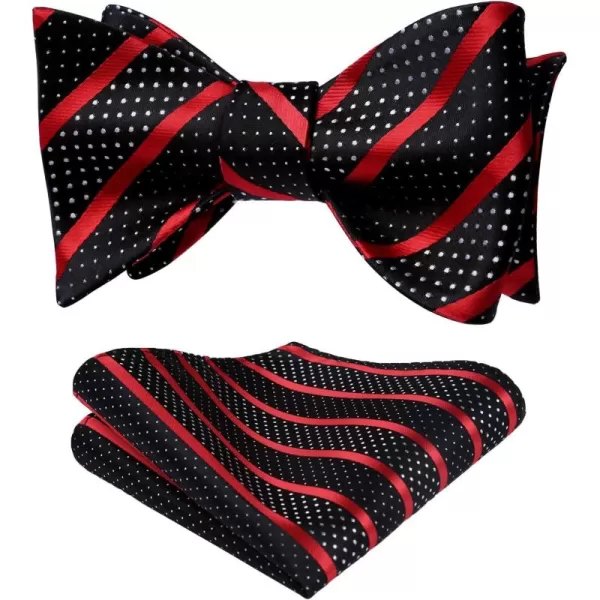 HISDERN Bow Ties for Men Striped Bowties Men's Self Tie Bowtie Handkerchief Formal Tuxedo Wedding Bowties and Pocket Square
