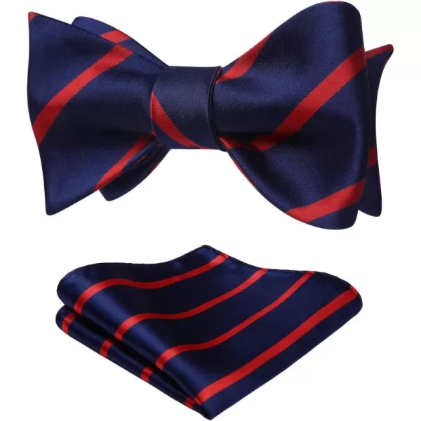 HISDERN Bow Ties for Men Striped Bowties Men's Self Tie Bowtie Handkerchief Formal Tuxedo Wedding Bowties and Pocket Square