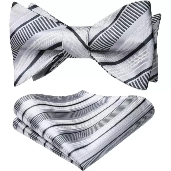 HISDERN Bow Ties for Men Striped Bowties Men's Self Tie Bowtie Handkerchief Formal Tuxedo Wedding Bowties and Pocket Square