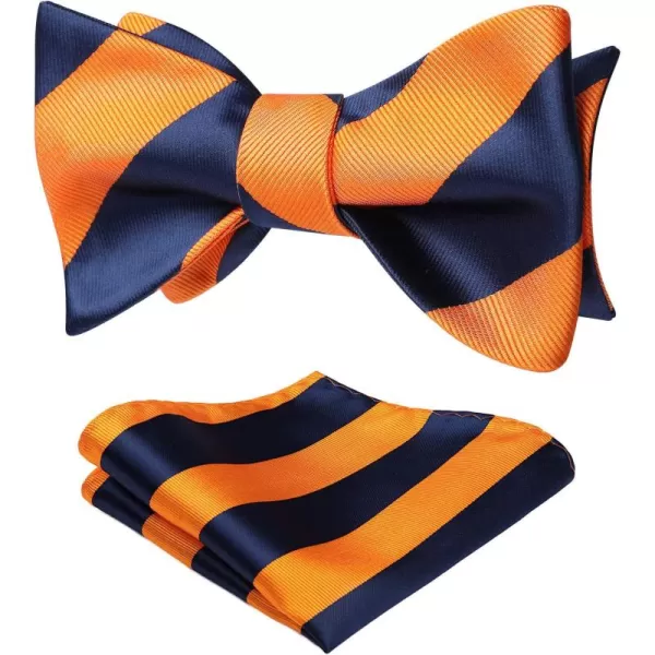 HISDERN Bow Ties for Men Striped Bowties Men's Self Tie Bowtie Handkerchief Formal Tuxedo Wedding Bowties and Pocket Square