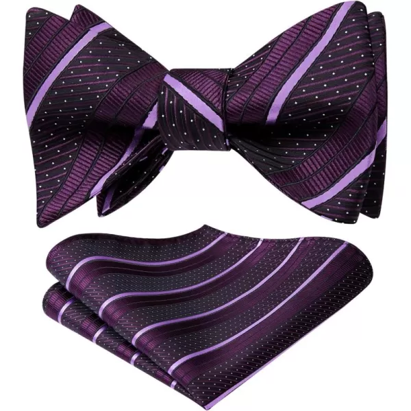 HISDERN Bow Ties for Men Striped Bowties Men's Self Tie Bowtie Handkerchief Formal Tuxedo Wedding Bowties and Pocket Square