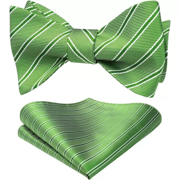 HISDERN Bow Ties for Men Striped Bowties Men's Self Tie Bowtie Handkerchief Formal Tuxedo Wedding Bowties and Pocket Square