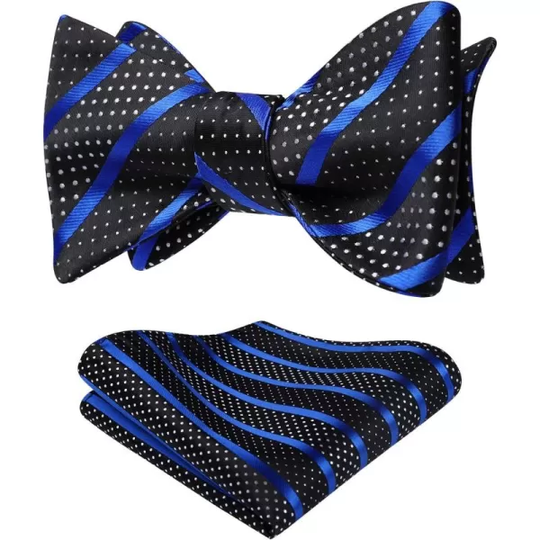 HISDERN Bow Ties for Men Striped Bowties Men's Self Tie Bowtie Handkerchief Formal Tuxedo Wedding Bowties and Pocket Square