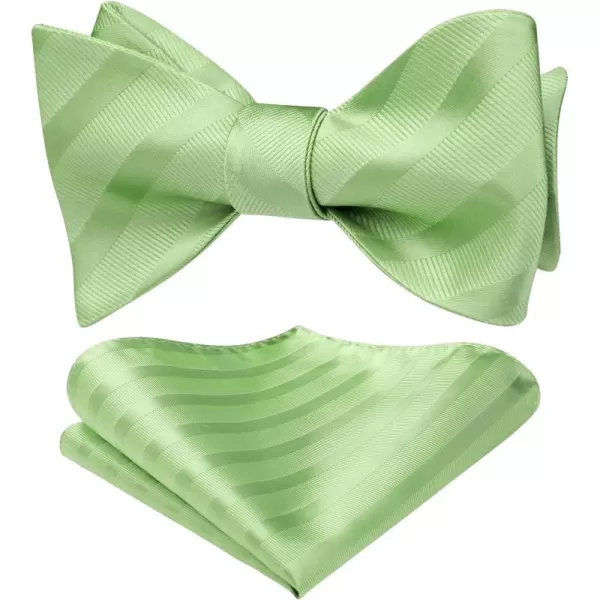 HISDERN Bow Ties for Men Striped Bowties Men's Self Tie Bowtie Handkerchief Formal Tuxedo Wedding Bowties and Pocket Square