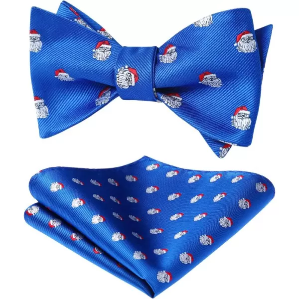HISDERN Christmas Bow Ties for Men Xmas Self-tied Bowties and Pocket Square Set Festival Woven Bowtie Handkerchief