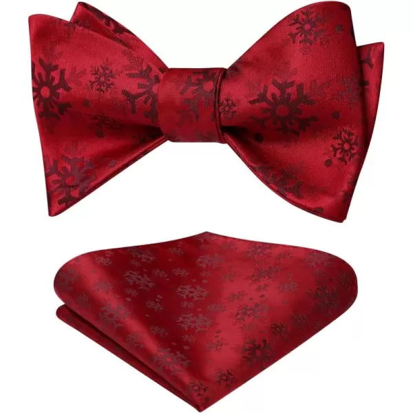 HISDERN Christmas Bow Ties for Men Xmas Self-tied Bowties and Pocket Square Set Festival Woven Bowtie Handkerchief