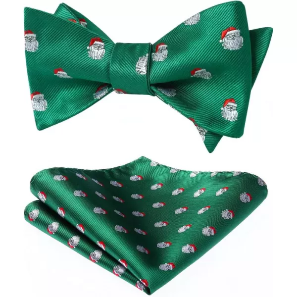 HISDERN Christmas Bow Ties for Men Xmas Self-tied Bowties and Pocket Square Set Festival Woven Bowtie Handkerchief
