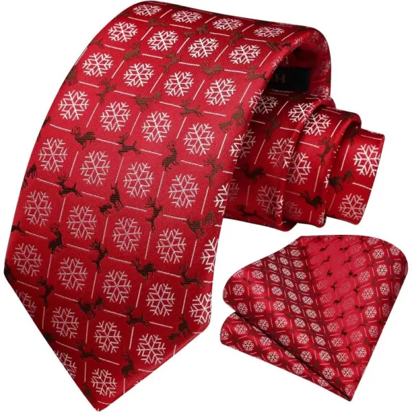 HISDERN Christmas Ties for Men Festival Necktie Boys Funny Vacation Xmas Tie Handkerchief &amp; Pocket Square Set for Party