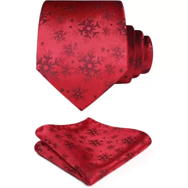 HISDERN Christmas Ties for Men Festival Necktie Boys Funny Vacation Xmas Tie Handkerchief &amp; Pocket Square Set for Party