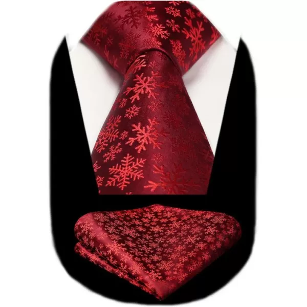 HISDERN Christmas Ties for Men Festival Necktie Boys Funny Vacation Xmas Tie Handkerchief &amp; Pocket Square Set for Party