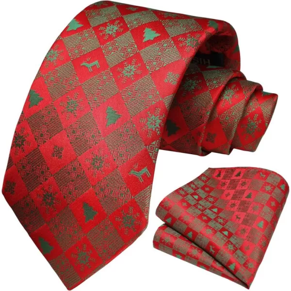 HISDERN Christmas Ties for Men Festival Necktie Boys Funny Vacation Xmas Tie Handkerchief &amp; Pocket Square Set for Party