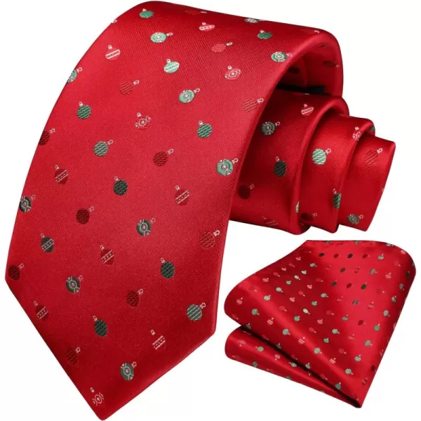 HISDERN Christmas Ties for Men Festival Necktie Boys Funny Vacation Xmas Tie Handkerchief &amp; Pocket Square Set for Party