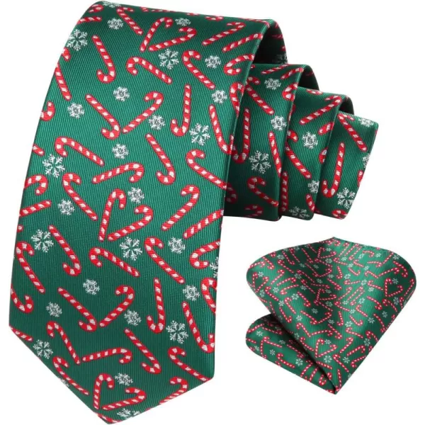 HISDERN Christmas Ties for Men Holiday Festival Funny Tie and Pocket Square Set Vacation Xmas Party Necktie Handkerchief