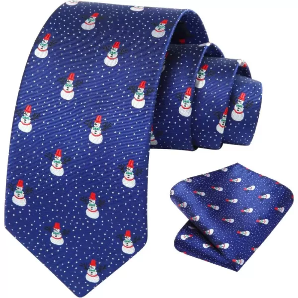HISDERN Christmas Ties for Men Holiday Festival Funny Tie and Pocket Square Set Vacation Xmas Party Necktie Handkerchief