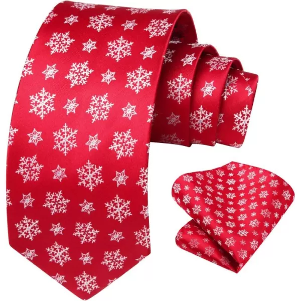 HISDERN Christmas Ties for Men Holiday Festival Funny Tie and Pocket Square Set Vacation Xmas Party Necktie Handkerchief