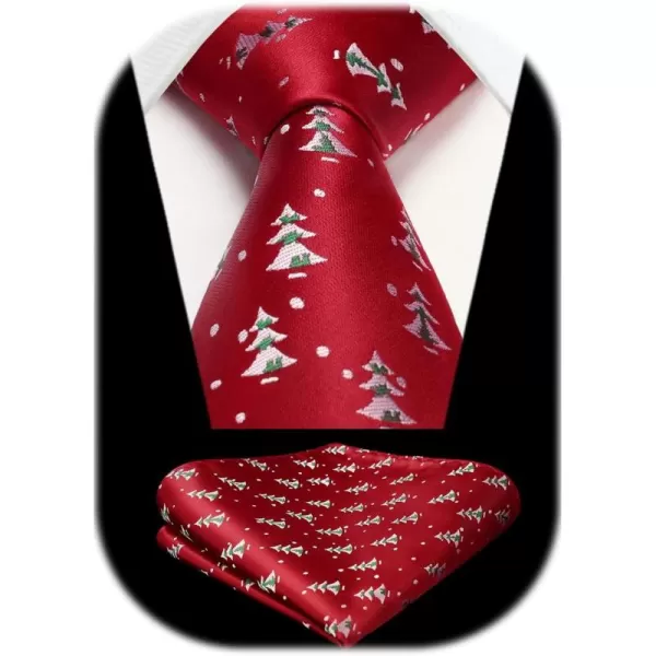 HISDERN Christmas Ties for Men Holiday Festival Funny Tie and Pocket Square Set Vacation Xmas Party Necktie Handkerchief