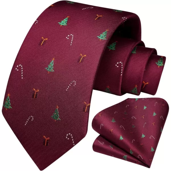 HISDERN Christmas Ties for Men Holiday Festival Funny Tie and Pocket Square Set Vacation Xmas Party Necktie Handkerchief