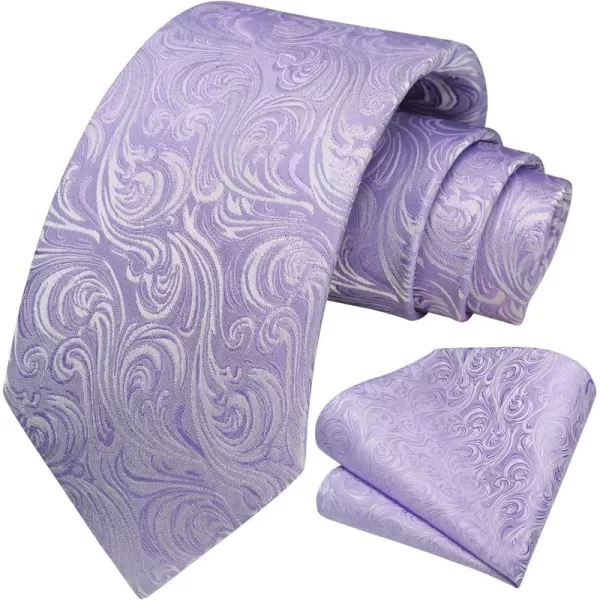 HISDERN Extra Long Ties for Men Classic Floral Tie and Pocket Square Elegant Silk Necktie Handkerchief Set Wedding Party