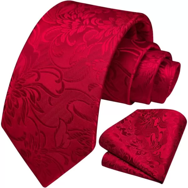 HISDERN Men Floral Ties Woven Classic 3.4" Necktie Set Formal tie Pocket Square for Wedding with Handkerchief Gift Box