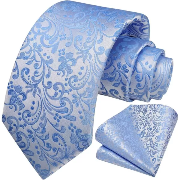 HISDERN Men Floral Ties Woven Classic 3.4" Necktie Set Formal tie Pocket Square for Wedding with Handkerchief Gift Box