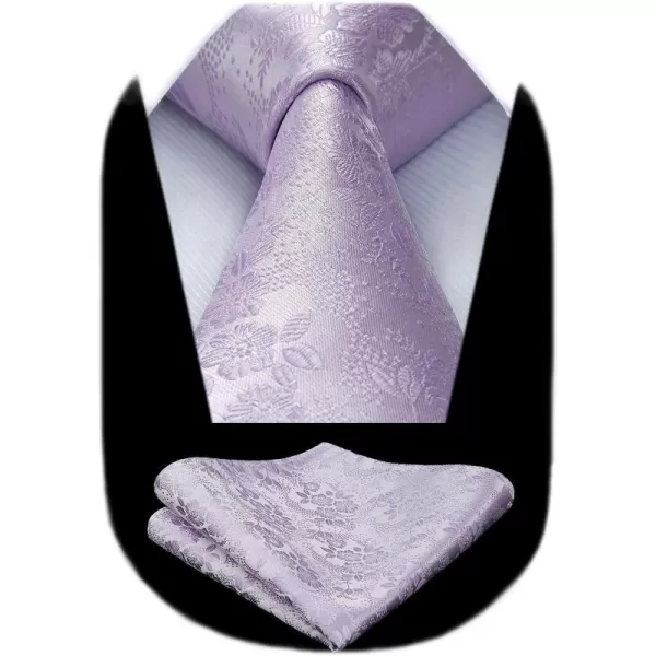 HISDERN Men Floral Ties Woven Classic 3.4" Necktie Set Formal tie Pocket Square for Wedding with Handkerchief Gift Box