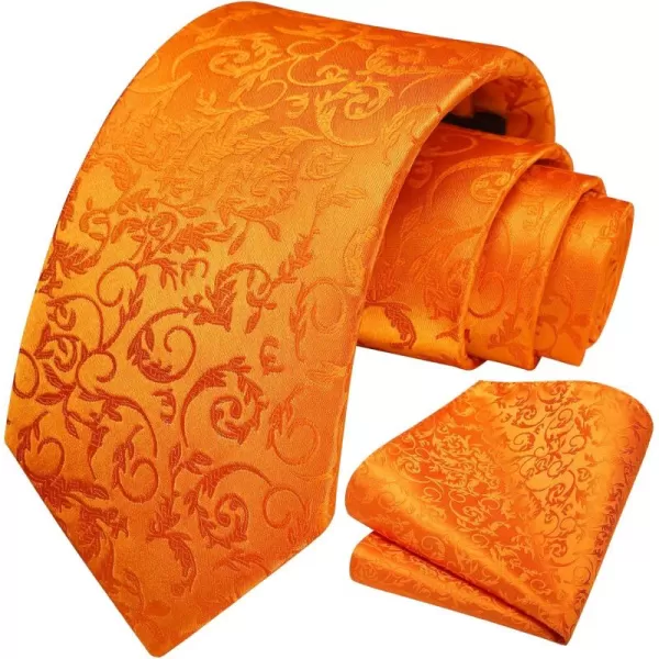 HISDERN Men Floral Ties Woven Classic 3.4" Necktie Set Formal tie Pocket Square for Wedding with Handkerchief Gift Box