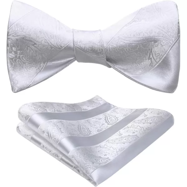 HISDERN Mens Bow Ties Floral Paisley Self Bow Ties for Men Formal Woven Silk Pocket Square Set with Gift Box for wedding