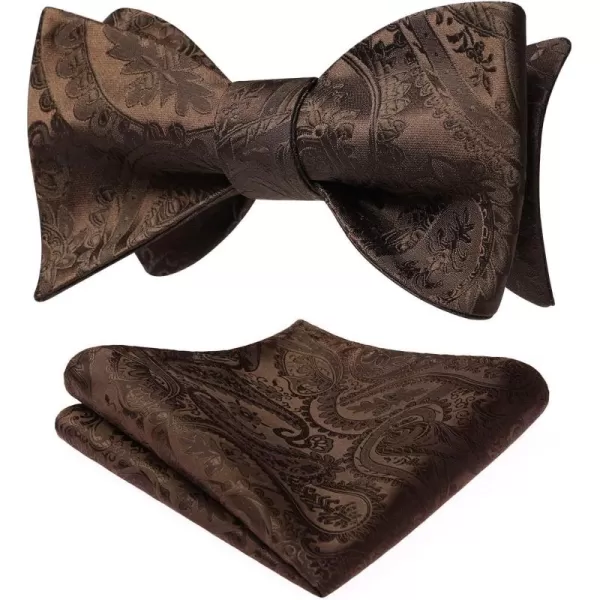 HISDERN Mens Bow Ties Floral Paisley Self Bow Ties for Men Formal Woven Silk Pocket Square Set with Gift Box for wedding