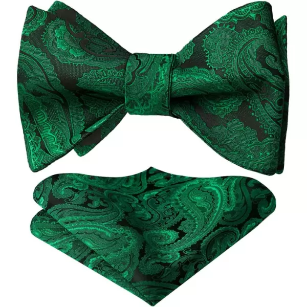 HISDERN Mens Bow Ties Floral Paisley Self Bow Ties for Men Formal Woven Silk Pocket Square Set with Gift Box for wedding