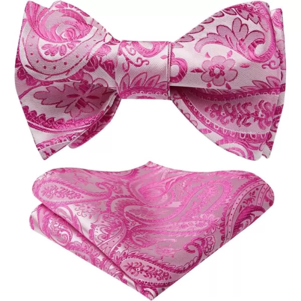 HISDERN Mens Bow Ties Floral Paisley Self Bow Ties for Men Formal Woven Silk Pocket Square Set with Gift Box for wedding
