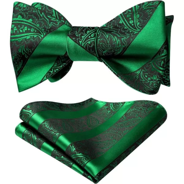 HISDERN Mens Bow Ties Floral Paisley Self Bow Ties for Men Formal Woven Silk Pocket Square Set with Gift Box for wedding