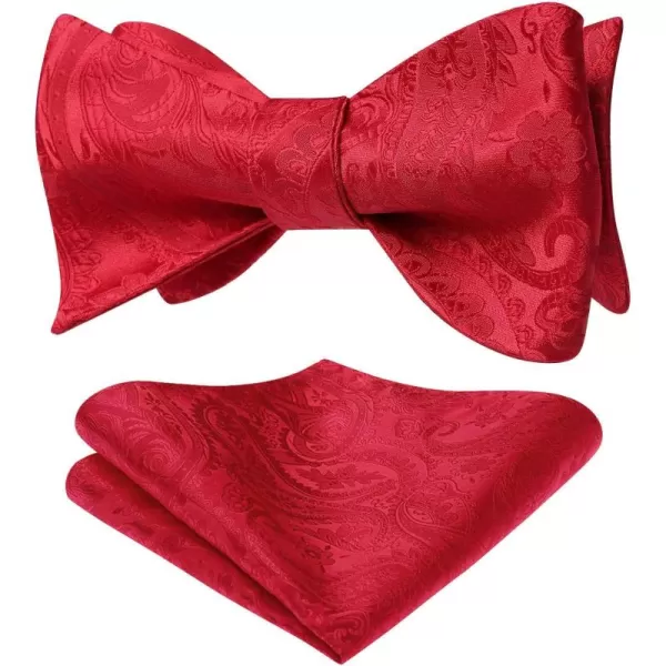 HISDERN Mens Bow Ties Floral Paisley Self Bow Ties for Men Formal Woven Silk Pocket Square Set with Gift Box for wedding