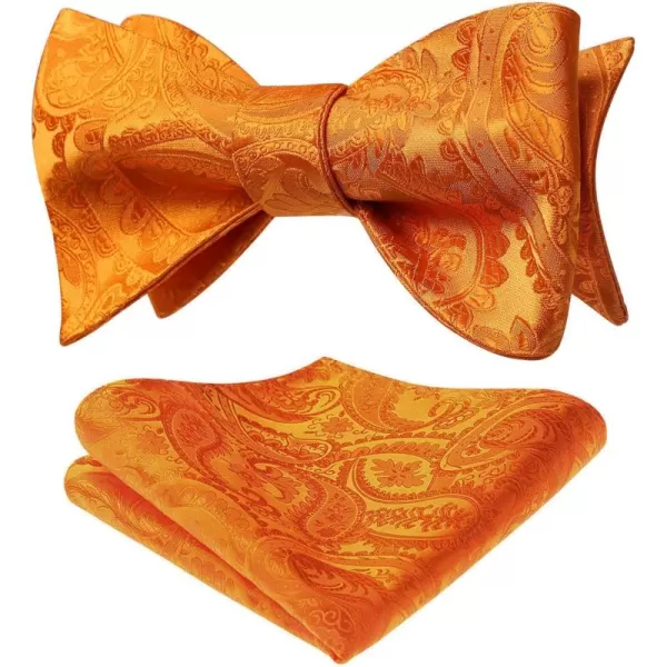 HISDERN Mens Bow Ties Floral Paisley Self Bow Ties for Men Formal Woven Silk Pocket Square Set with Gift Box for wedding