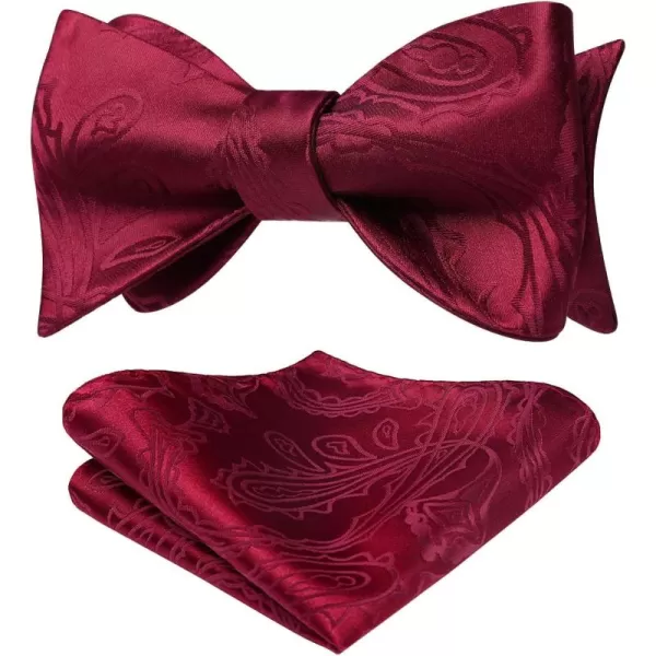 HISDERN Mens Bow Ties Floral Paisley Self Bow Ties for Men Formal Woven Silk Pocket Square Set with Gift Box for wedding