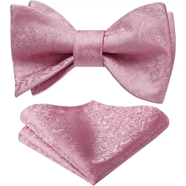 HISDERN Mens Bow Ties Floral Paisley Self Bow Ties for Men Formal Woven Silk Pocket Square Set with Gift Box for wedding