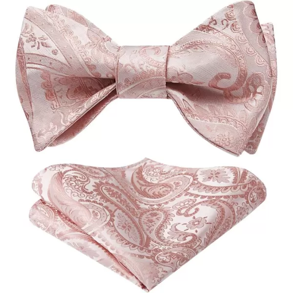 HISDERN Mens Bow Ties Floral Paisley Self Bow Ties for Men Formal Woven Silk Pocket Square Set with Gift Box for wedding