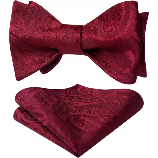 HISDERN Mens Bow Ties Floral Paisley Self Bow Ties for Men Formal Woven Silk Pocket Square Set with Gift Box for wedding