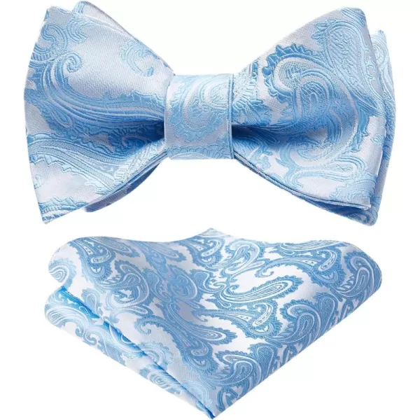 HISDERN Mens Bow Ties Floral Paisley Self Bow Ties for Men Formal Woven Silk Pocket Square Set with Gift Box for wedding