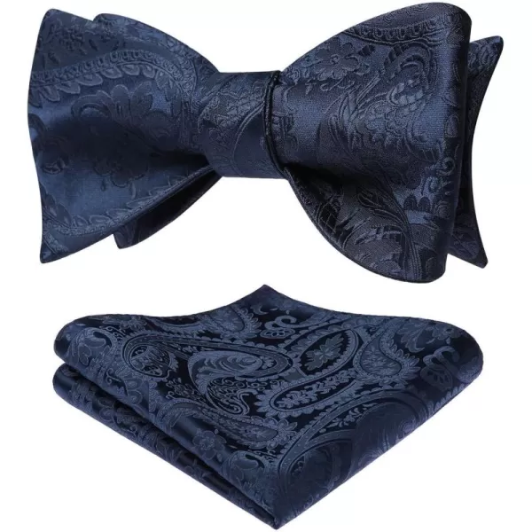 HISDERN Mens Bow Ties Floral Paisley Self Bow Ties for Men Formal Woven Silk Pocket Square Set with Gift Box for wedding