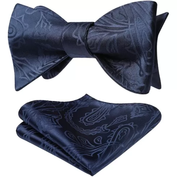 HISDERN Mens Bow Ties Floral Paisley Self Bow Ties for Men Formal Woven Silk Pocket Square Set with Gift Box for wedding
