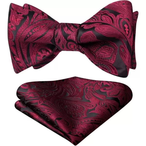 HISDERN Mens Bow Ties Floral Paisley Self Bow Ties for Men Formal Woven Silk Pocket Square Set with Gift Box for wedding