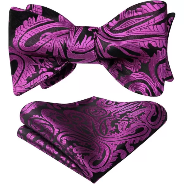 HISDERN Mens Bow Ties Floral Paisley Self Bow Ties for Men Formal Woven Silk Pocket Square Set with Gift Box for wedding