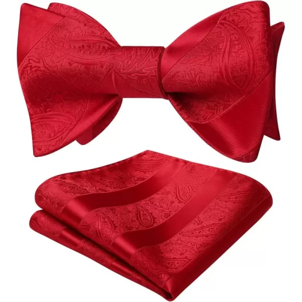HISDERN Mens Bow Ties Floral Paisley Self Bow Ties for Men Formal Woven Silk Pocket Square Set with Gift Box for wedding
