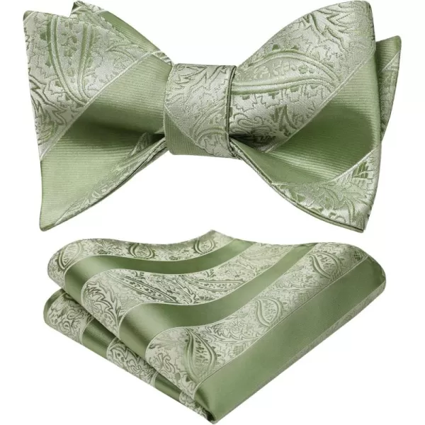 HISDERN Mens Bow Ties Floral Paisley Self Bow Ties for Men Formal Woven Silk Pocket Square Set with Gift Box for wedding