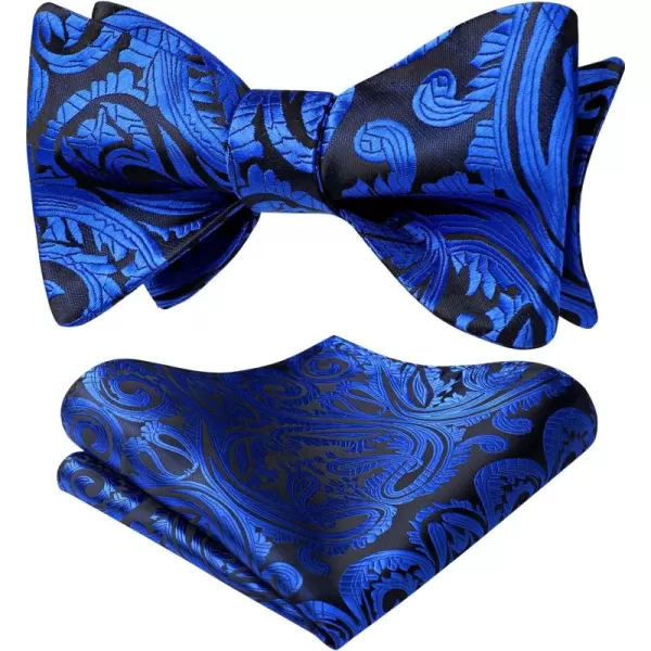 HISDERN Mens Bow Ties Floral Paisley Self Bow Ties for Men Formal Woven Silk Pocket Square Set with Gift Box for wedding