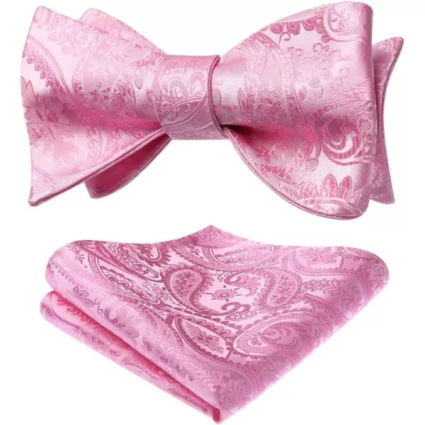 HISDERN Mens Bow Ties Floral Paisley Self Bow Ties for Men Formal Woven Silk Pocket Square Set with Gift Box for wedding