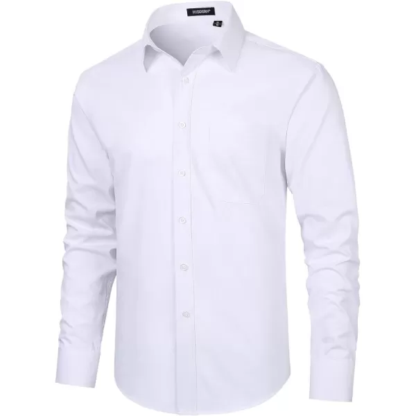 HISDERN Mens Business Dress Shirts Long Sleeve Casual Button Down Shirt Formal Inner Collar Contrast Shirt for Men Wedding