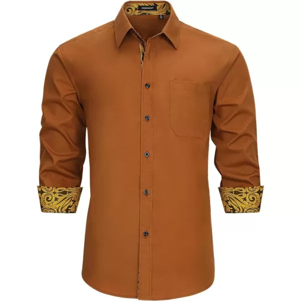 HISDERN Mens Business Dress Shirts Long Sleeve Casual Button Down Shirt Formal Inner Collar Contrast Shirt for Men Wedding