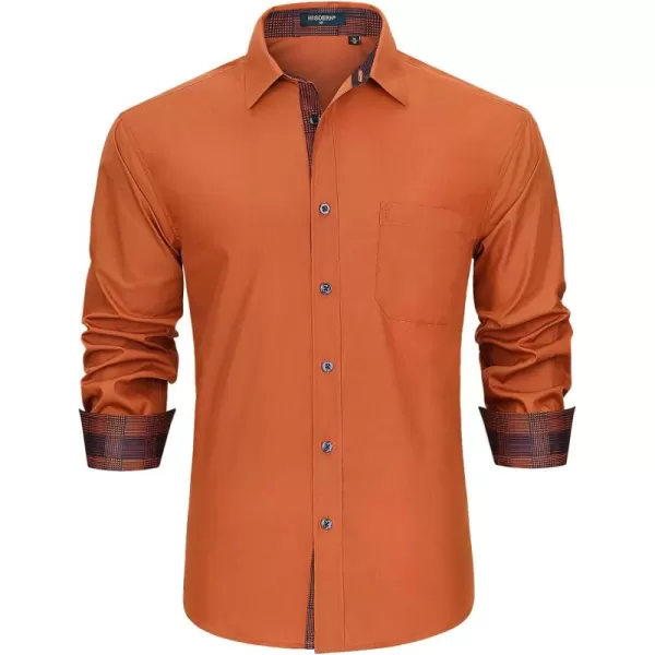 HISDERN Mens Business Dress Shirts Long Sleeve Casual Button Down Shirt Formal Inner Collar Contrast Shirt for Men Wedding