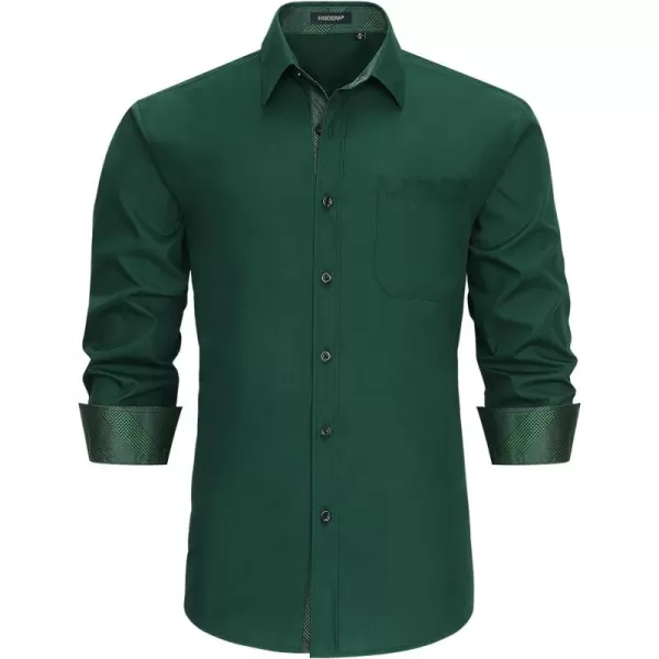 HISDERN Mens Business Dress Shirts Long Sleeve Casual Button Down Shirt Formal Inner Collar Contrast Shirt for Men Wedding